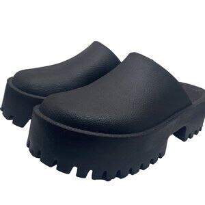 Women’s Black Platform Clogs Chunky Slip On Sandals Grunge Y2K Size 8 J Campbell